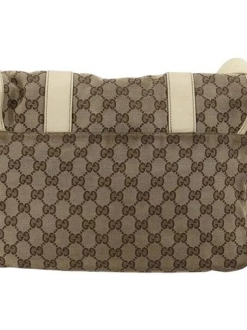 GUCCI GG Canvas Shoulder Bag Beige Silver 145859 Auth 181188